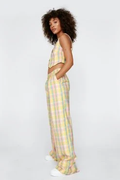 Low Rise Check Tailored Pants 9 Low Rise Check Tailored Pants -Nasty Gal shop womens multi low rise check tailored pants 3