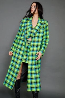 Premium Check Boucle Tailored Duster Coat
