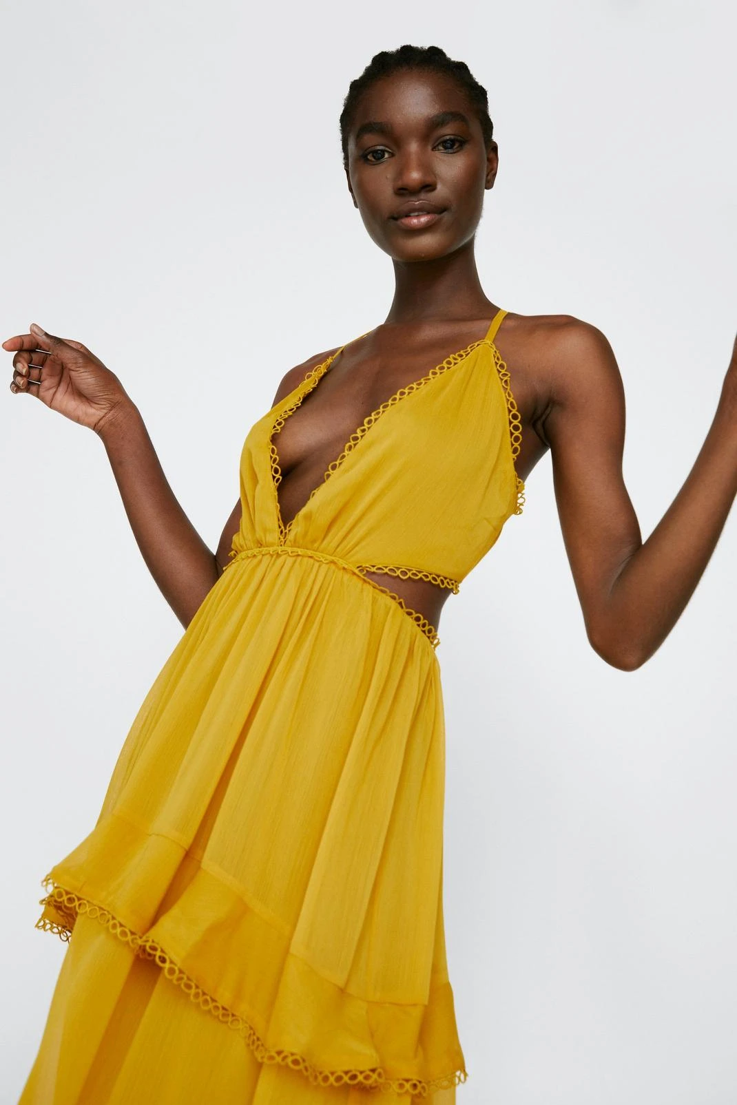 Trim Detail Chiffon Maxi Dress - Image 2