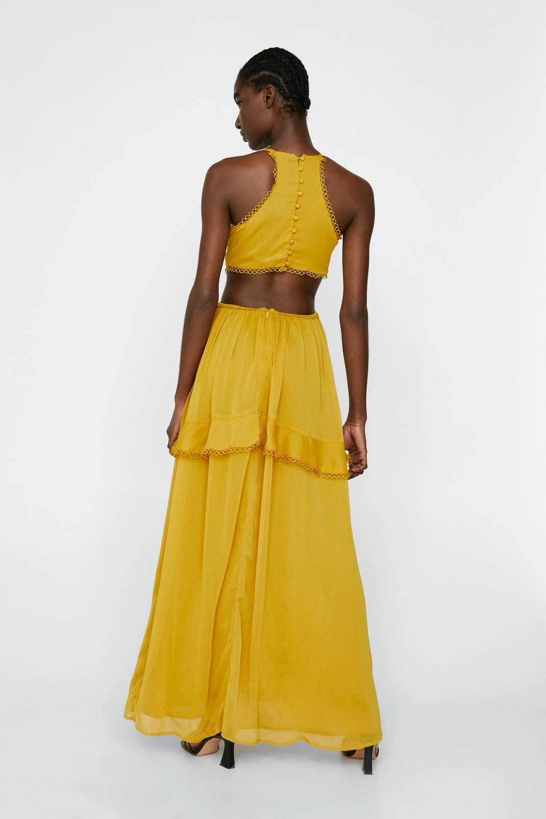 Trim Detail Chiffon Maxi Dress - Image 3