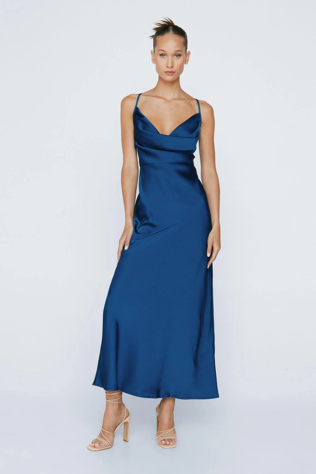 Petite Satin Open Back Maxi Slip Dress - Image 4