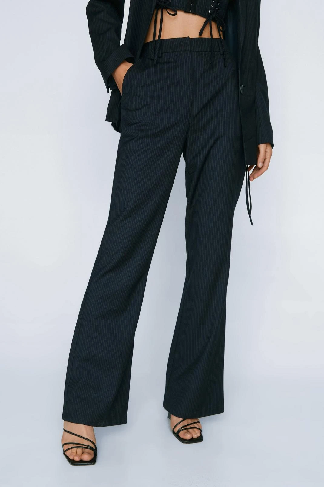 Premium Pinstripe Lace Up Pants