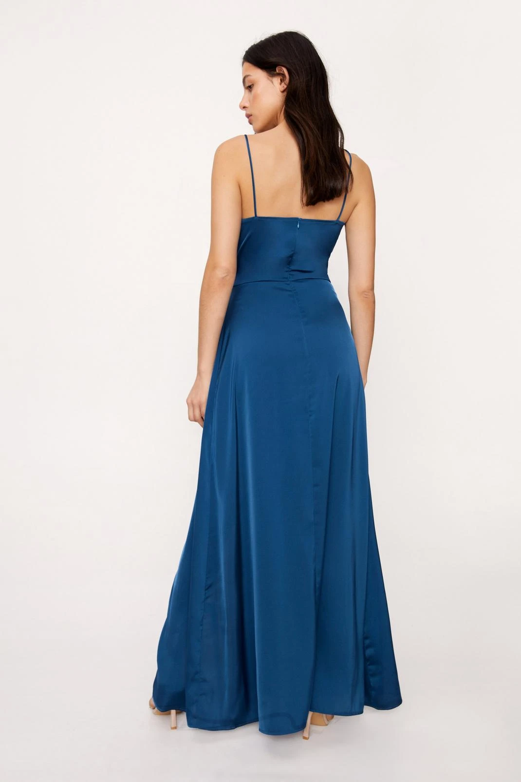 Satin V Neck Wrap Maxi Dress - Image 9