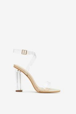 Clear Open Toe Block Heels