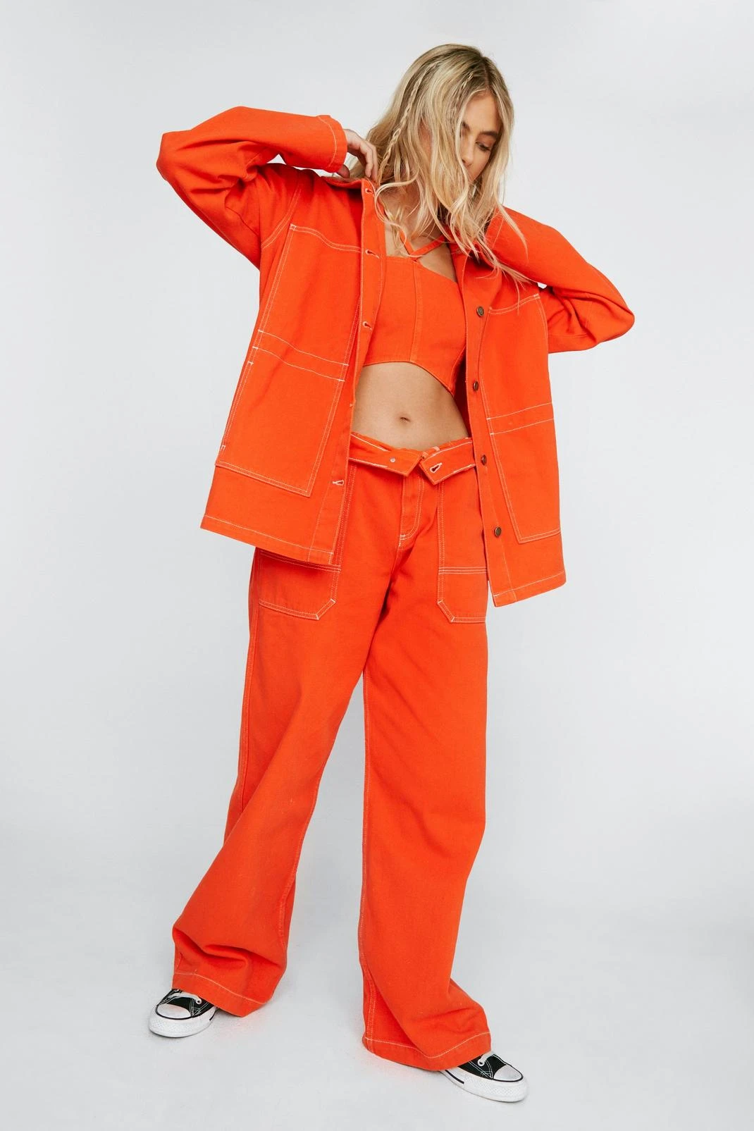 Contrast Stitch Denim Utility Shirt - Image 8