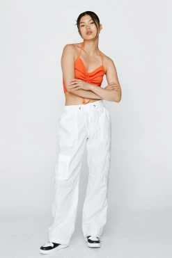 Crinkle Halter Ruched Crop Top