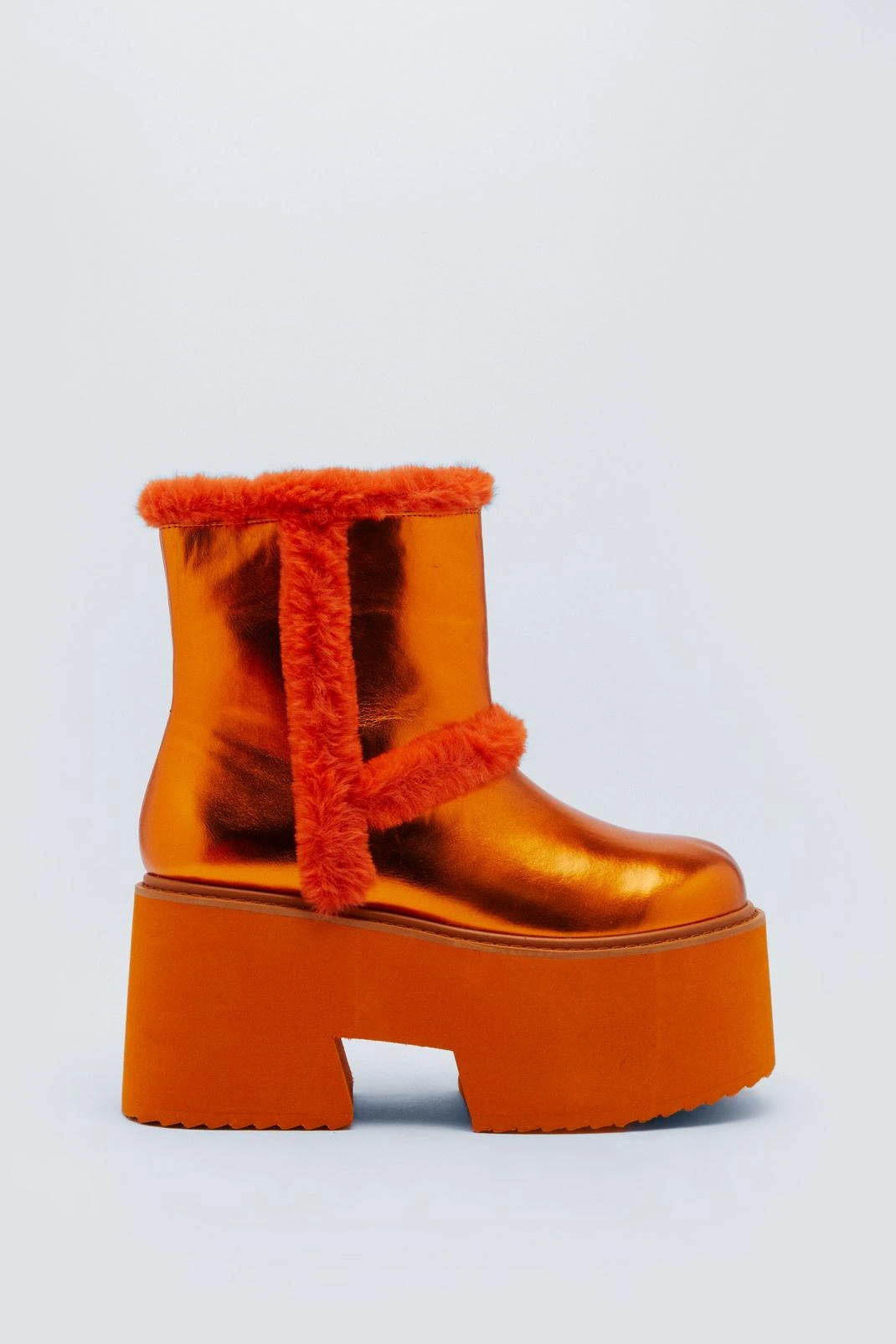 Flatform Crinkle Faux Sheep Skin Boot - Image 2