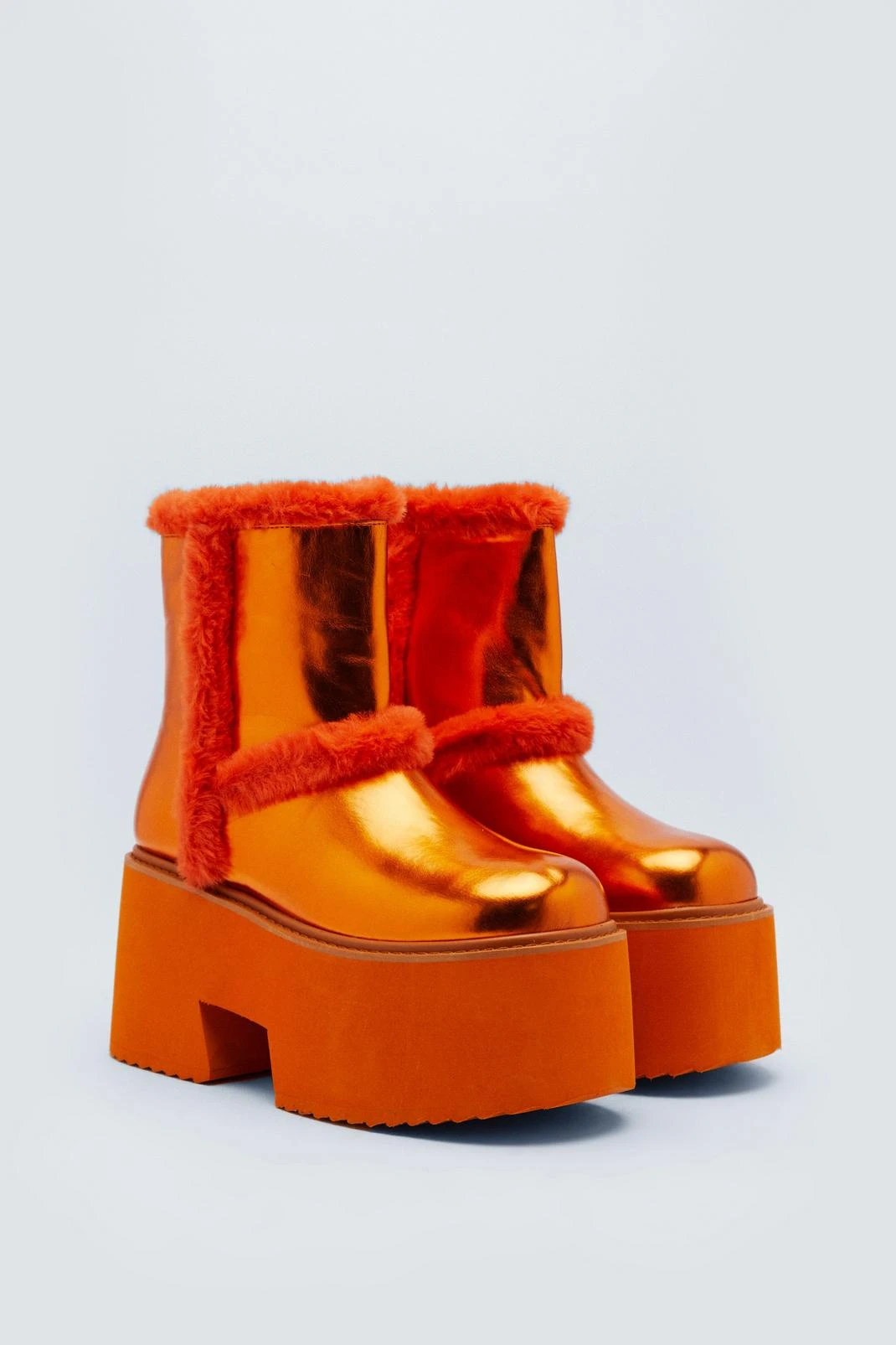 Flatform Crinkle Faux Sheep Skin Boot - Image 3