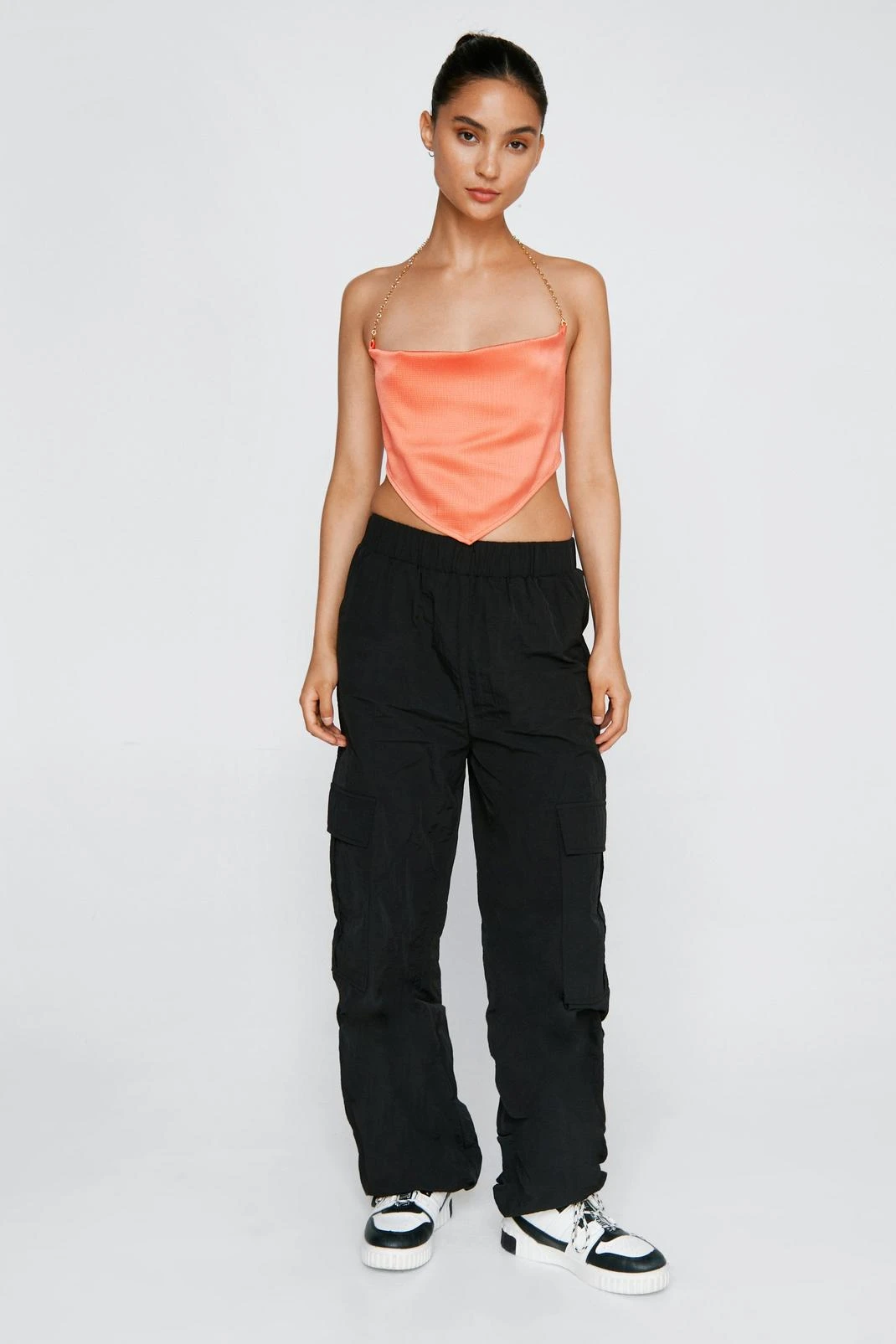 Petite Crinkle Satin Chain Cami Top - Image 5