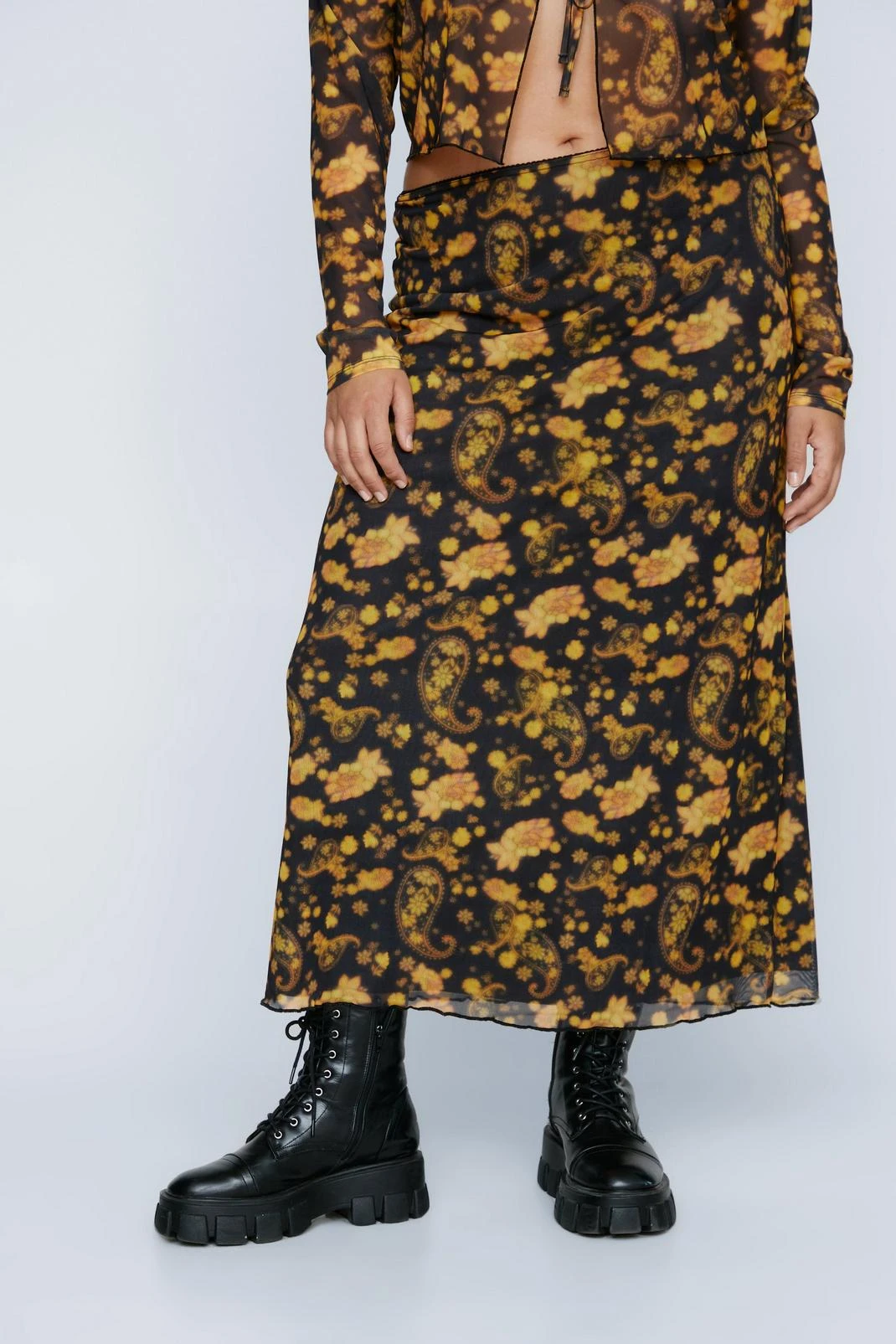 Plus Size Floral Print Maxi Skirt - Image 3