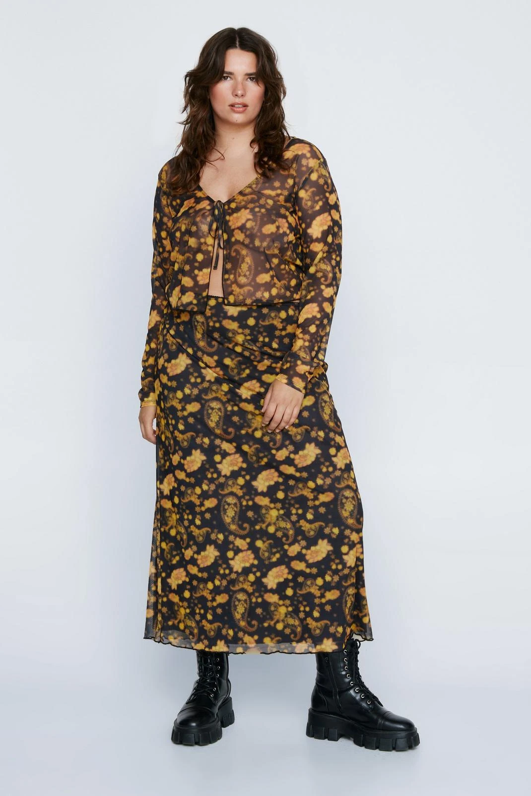 Plus Size Floral Print Maxi Skirt - Image 4
