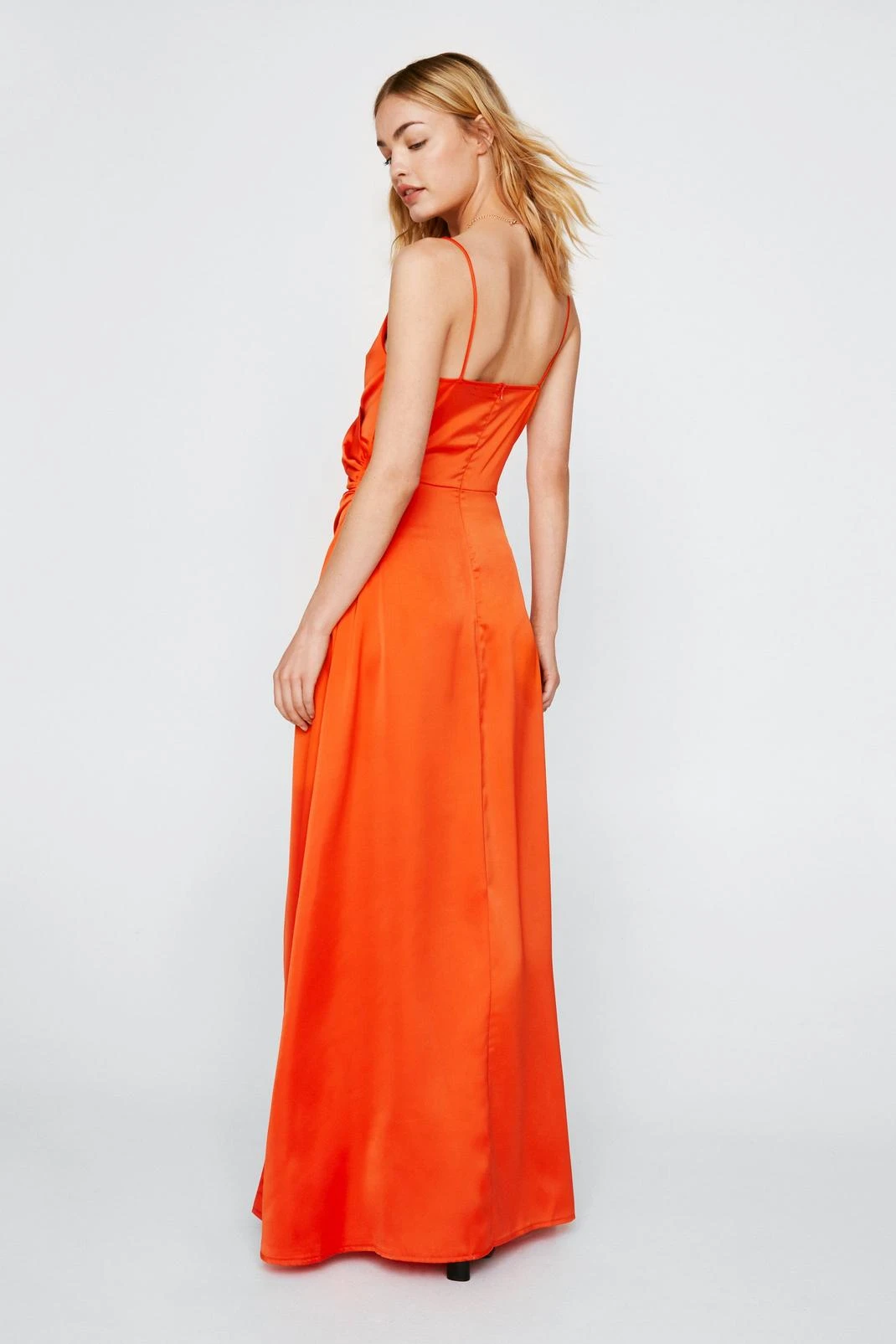 Satin V Neck Wrap Maxi Dress - Image 15