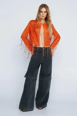 Tassel Beaded Fringe Embellished Jacket