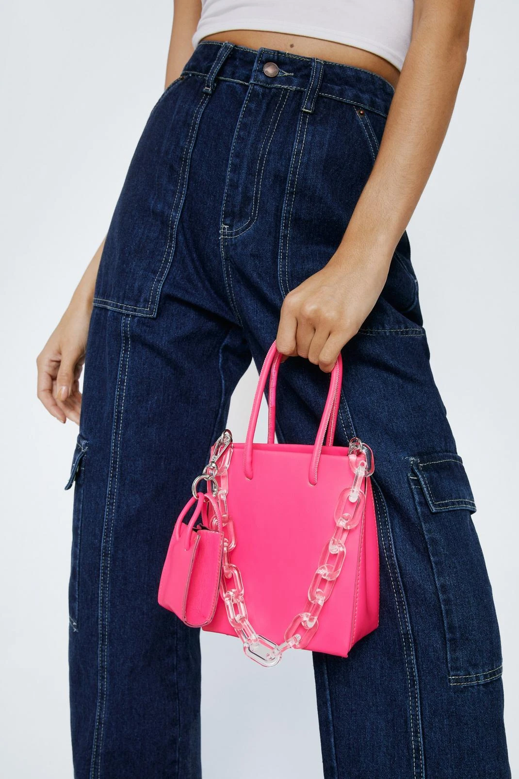 Faux Leather Chain Detail Bag