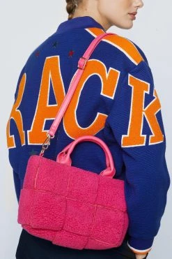 Faux Teddy Woven Day Bag