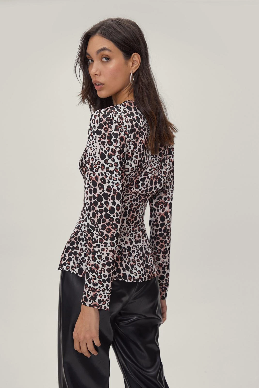 Long Sleeve Button Through Printed Blouse - Image 3