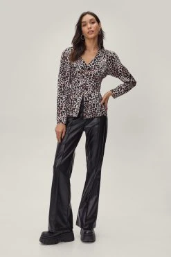 Long Sleeve Button Through Printed Blouse