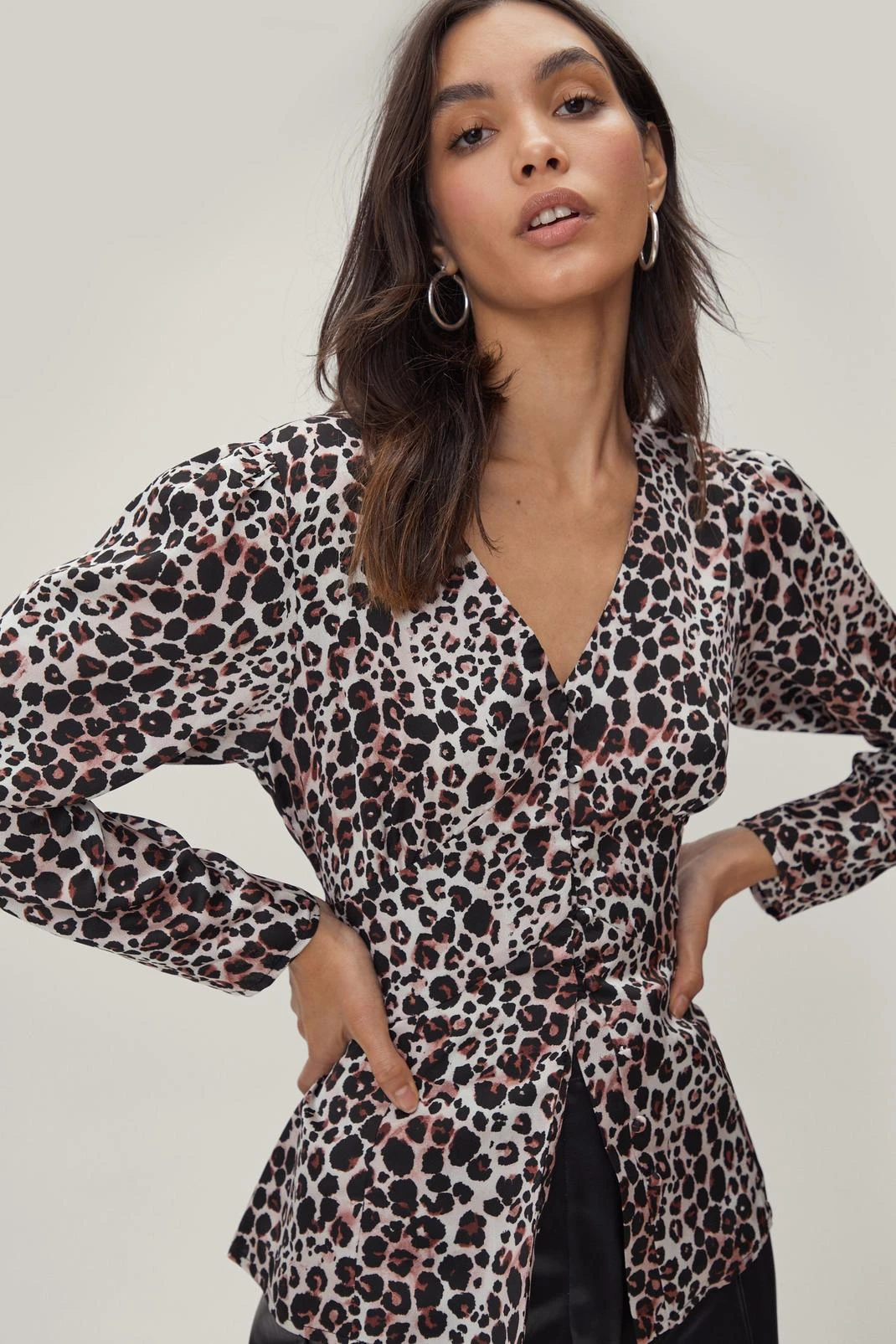 Long Sleeve Button Through Printed Blouse - Image 4