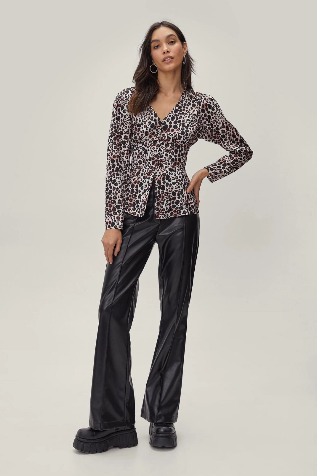 Long Sleeve Button Through Printed Blouse