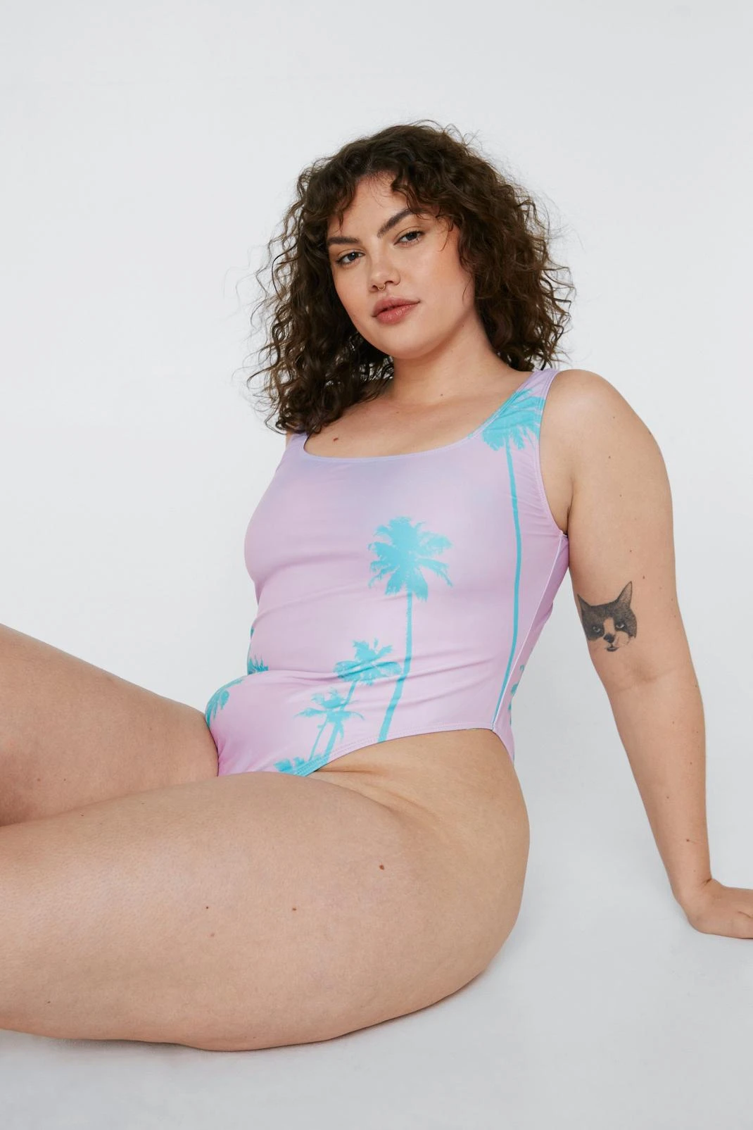 Plus Size Recycled Palm Tree Swimsuit