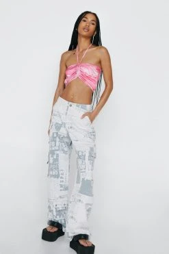 Swirl Print Sweetheart Neckline Bandeau