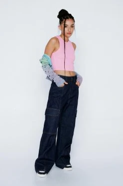 Textured Rib Racer Neck Tank Top