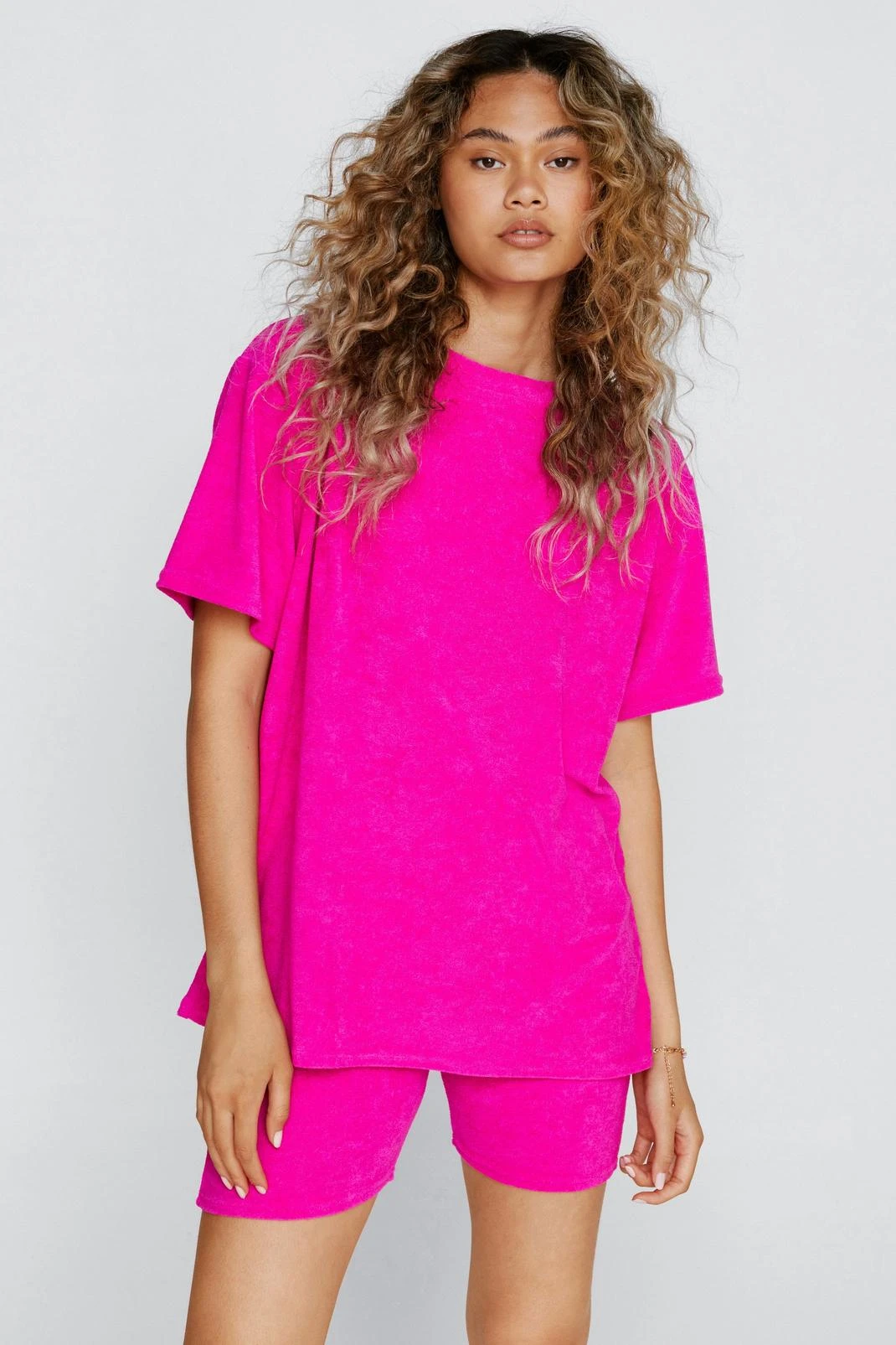 Towelling Crew Neck Top And Short Set - Image 2