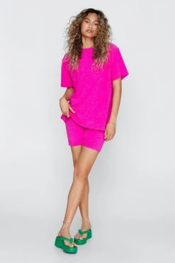 Towelling Crew Neck Top And Short Set