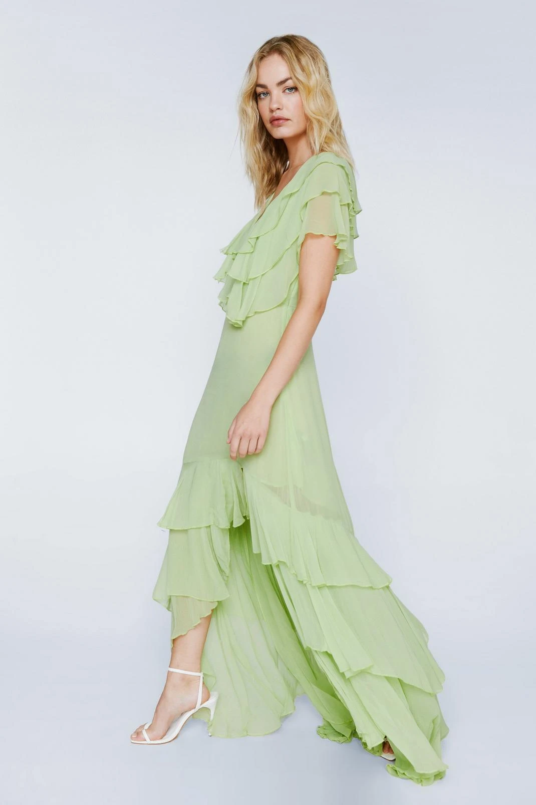 Ruffle Layer Plunge Maxi Dress - Image 2