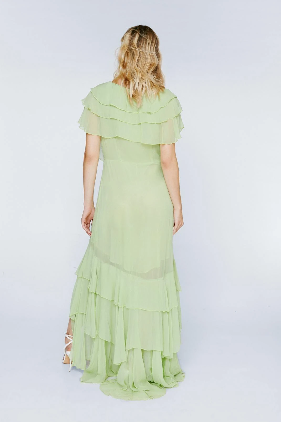 Ruffle Layer Plunge Maxi Dress - Image 3