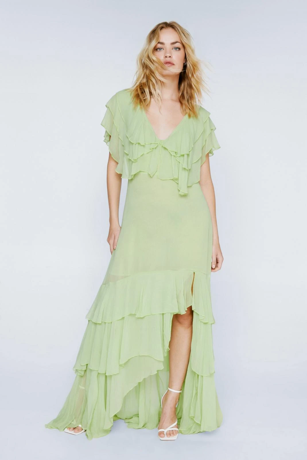 Ruffle Layer Plunge Maxi Dress - Image 7