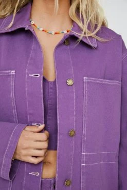 Contrast Stitch Denim Utility Shirt