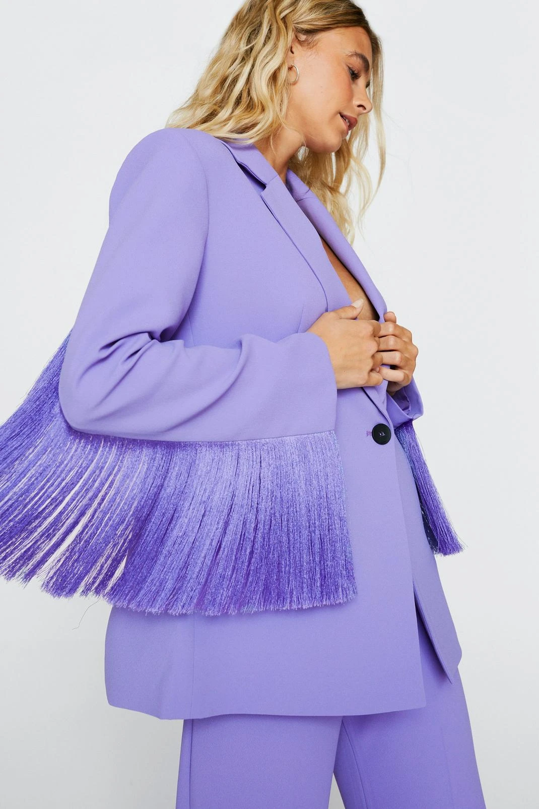 Fringed Single Breasted Blazer - Image 2