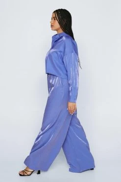 Plus Size Shimmer Wide Leg Pants