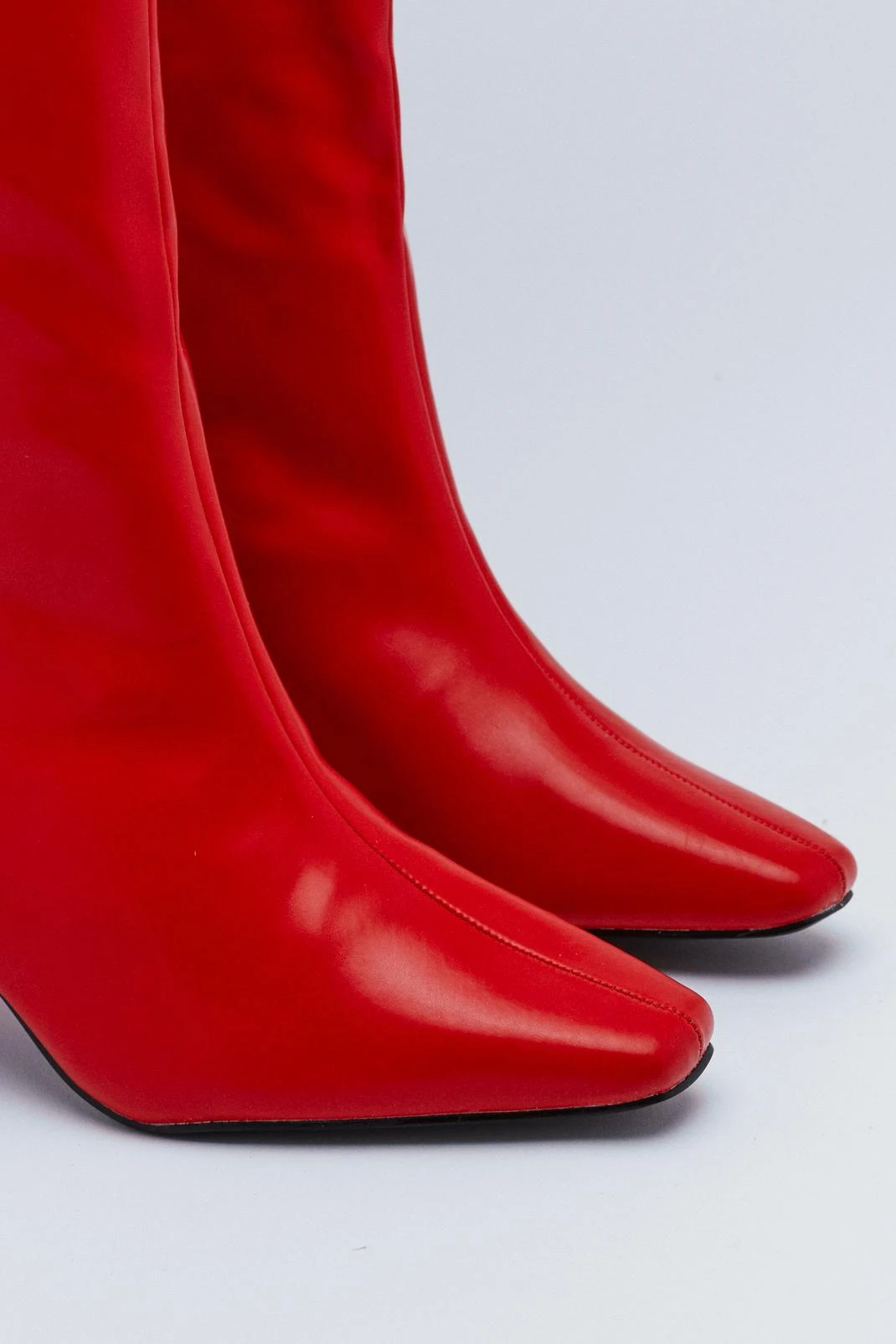 Faux Leather Knee High Heeled Boots - Image 3