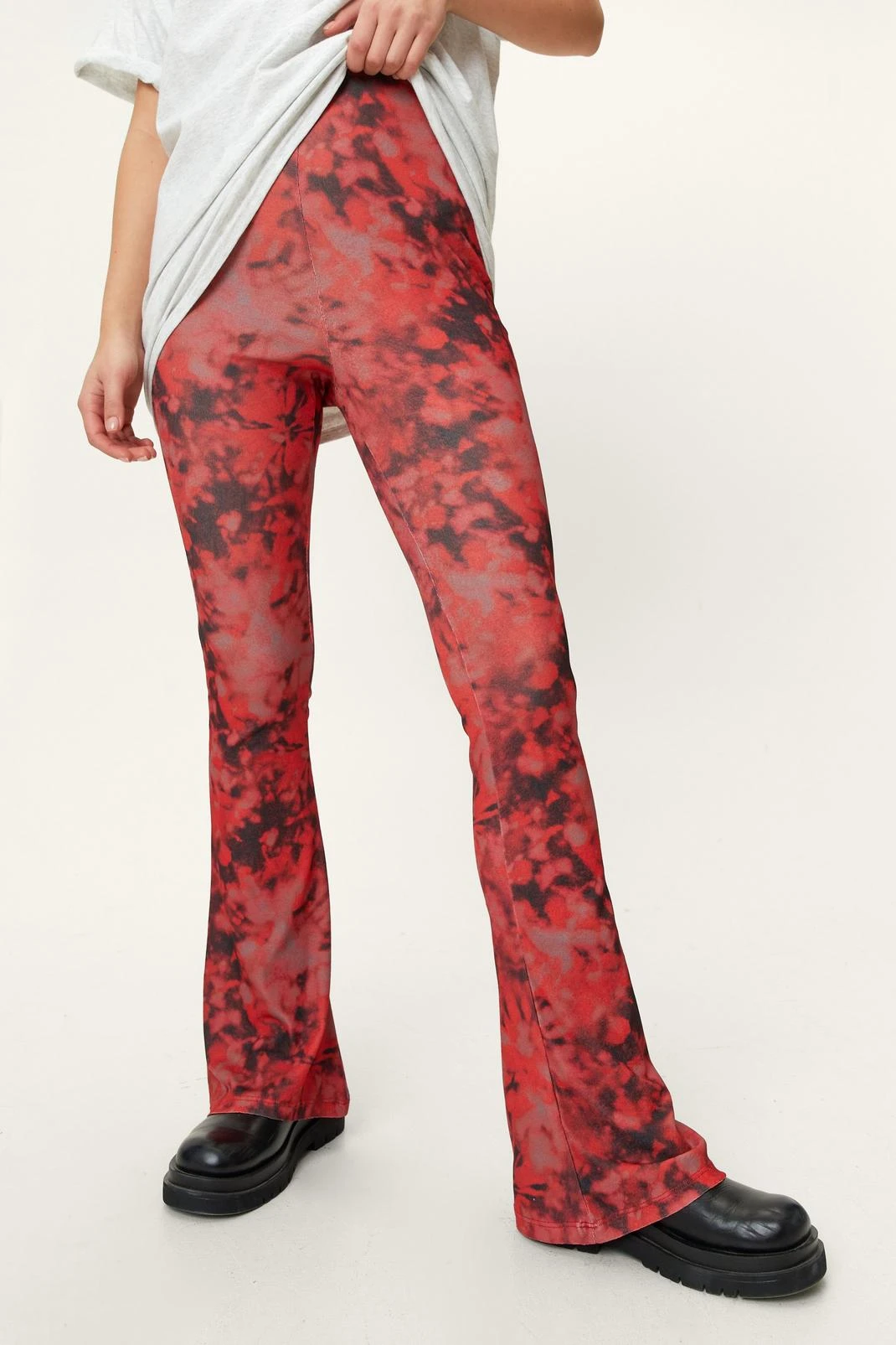 High Waisted Tie Dye Mesh Flared Pants - Image 2