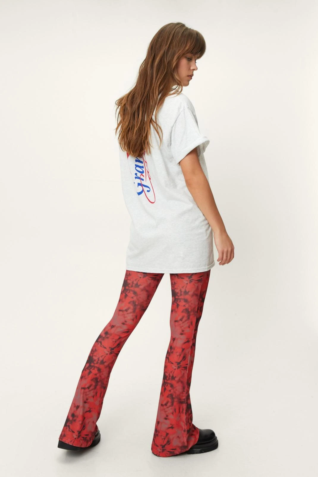 High Waisted Tie Dye Mesh Flared Pants - Image 3