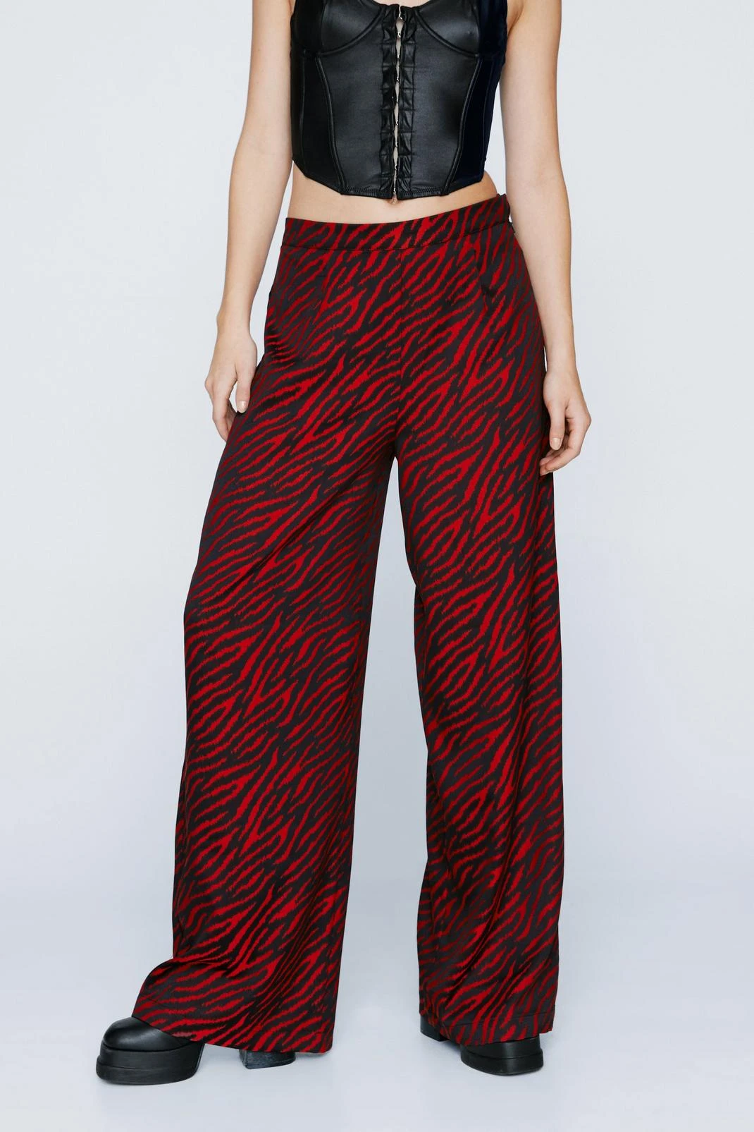 Jacquard Zebra Print Wide Leg Pants - Image 2