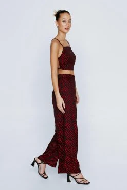 Petite Zebra Jacquard Wide Leg Pants