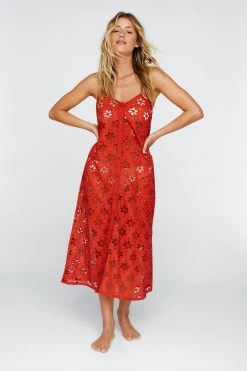 Broderie Button Down Cover Up Midi Dress