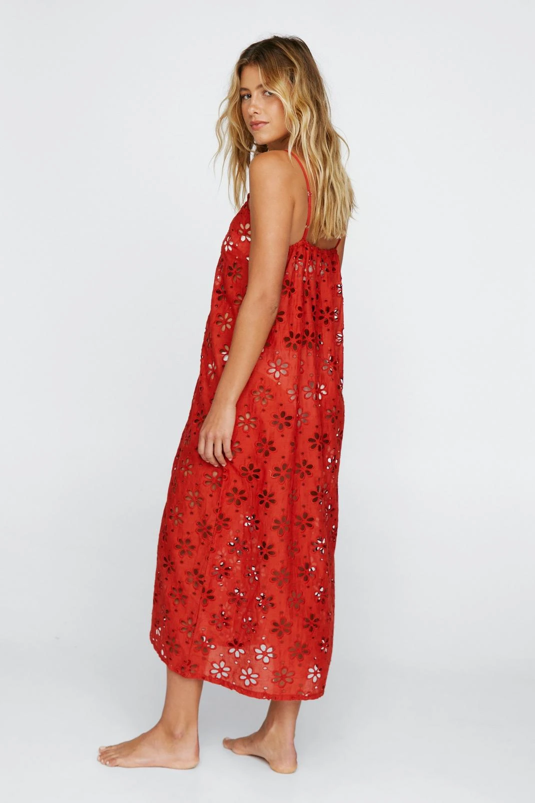 Broderie Button Down Cover Up Midi Dress - Image 3