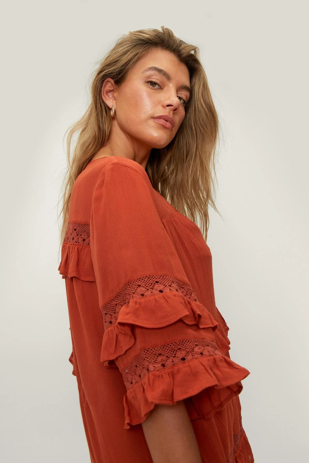 Crinkle Viscose Ruffle Maxi Beach Dress - Image 6