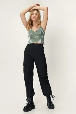 Blurry Mesh Strappy Cami Top