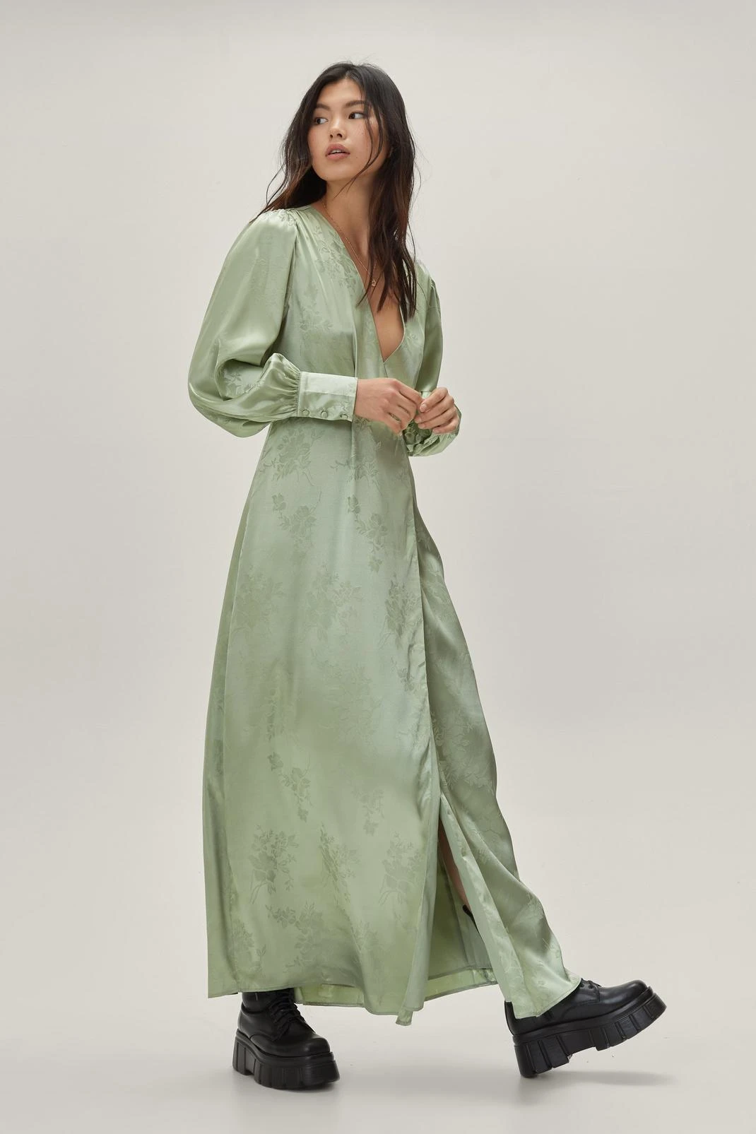 Jacquard Long Sleeve Maxi Dress - Image 9