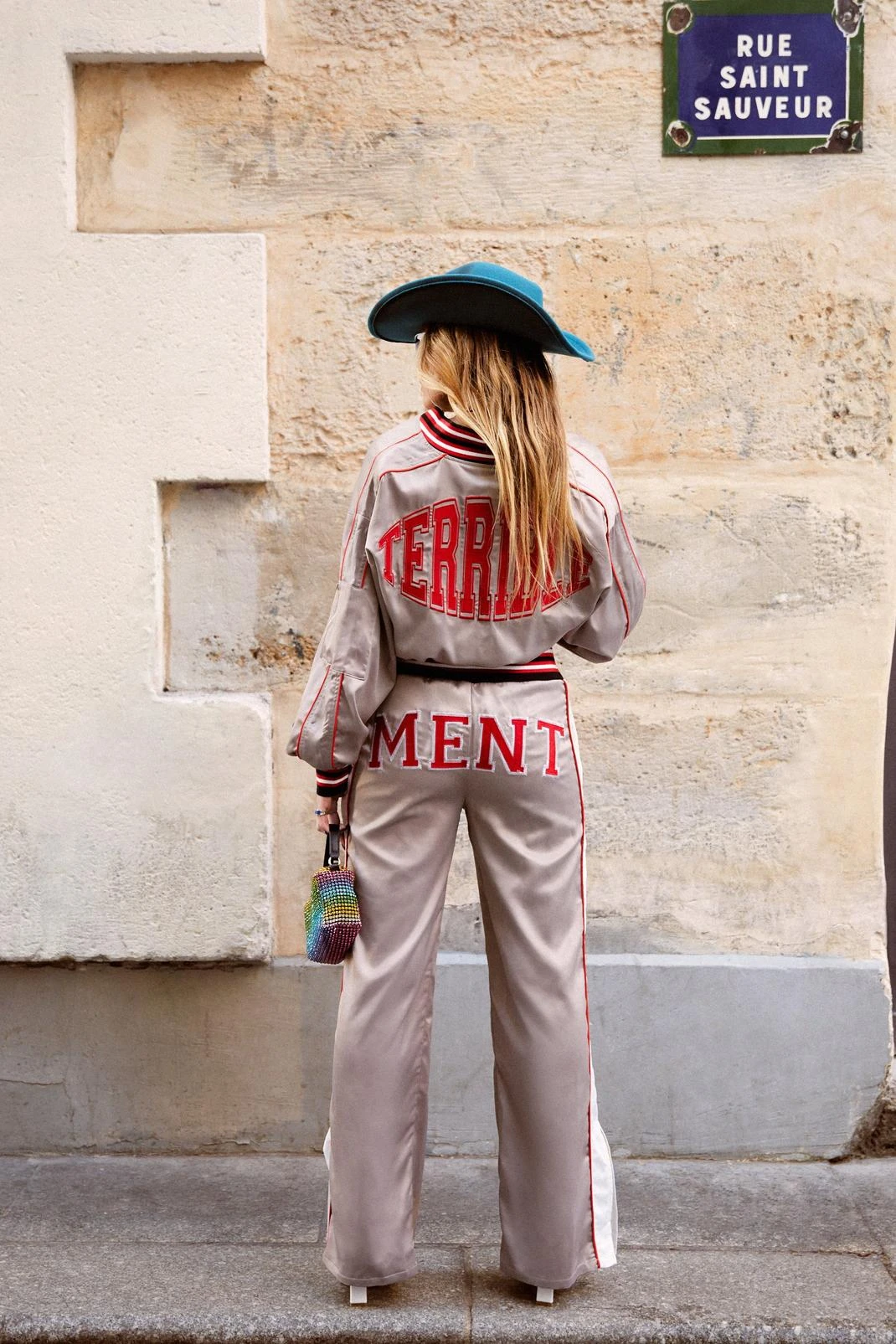 Slogan Bum Satin Track Pants - Image 4