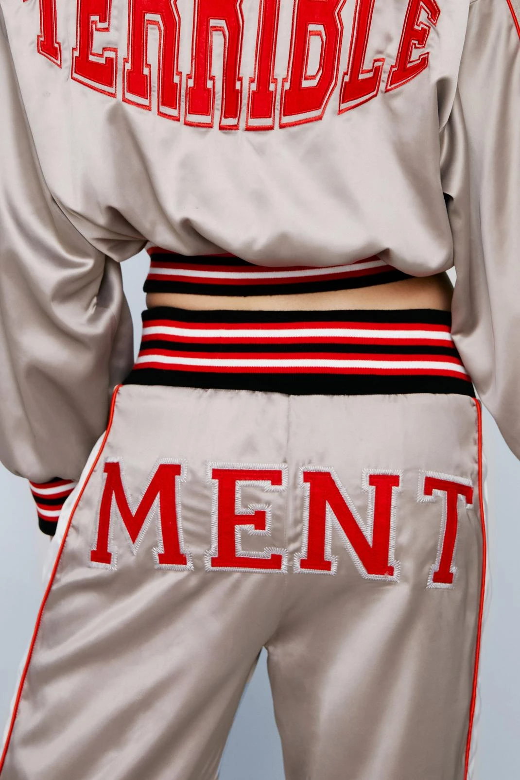 Slogan Bum Satin Track Pants