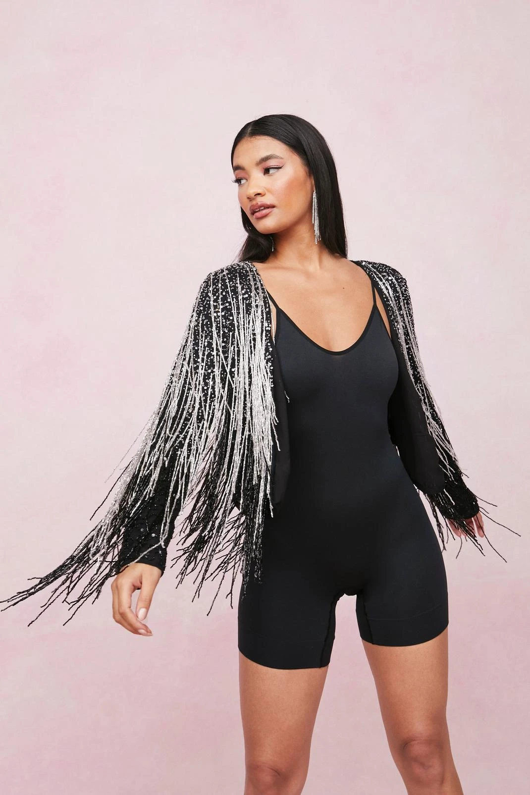 Tassel Beaded Metallic Jacket - Image 2