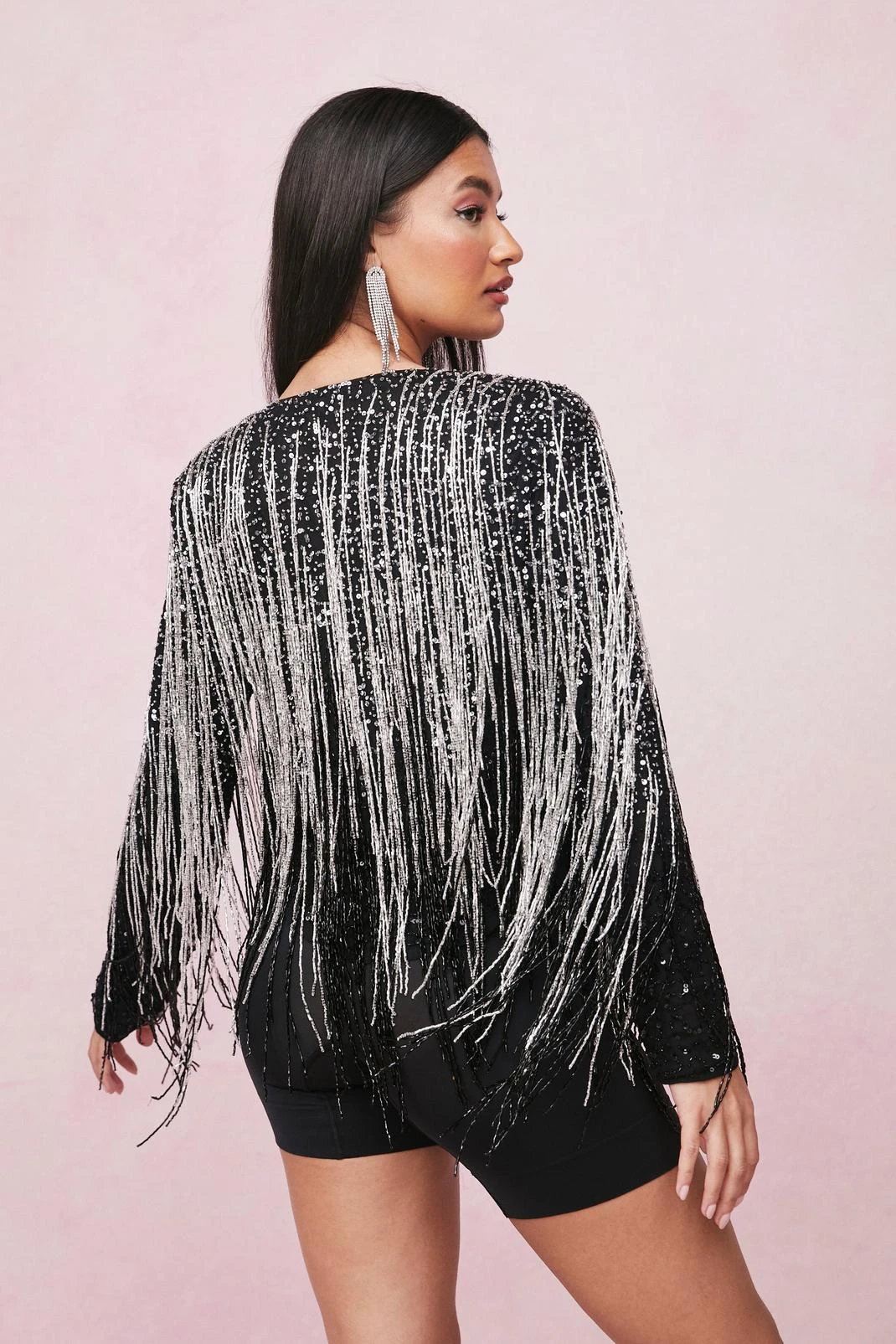 Tassel Beaded Metallic Jacket - Image 3