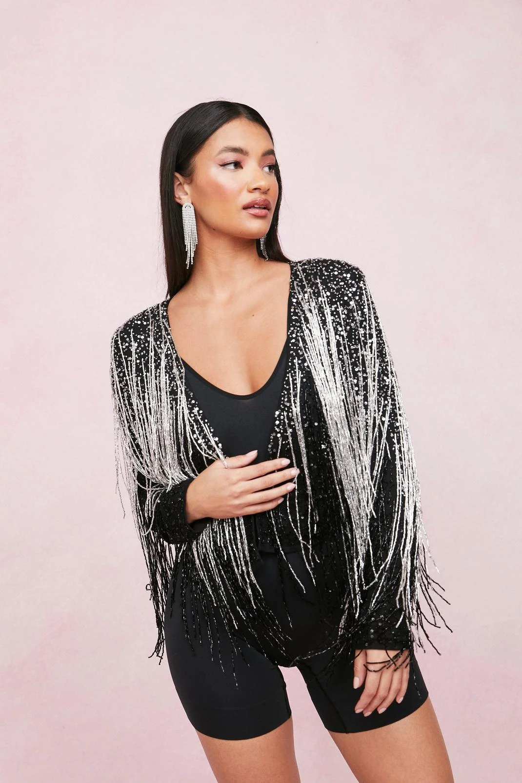 Tassel Beaded Metallic Jacket - Image 4