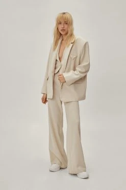 High Waisted Wide Leg Tailored Pants